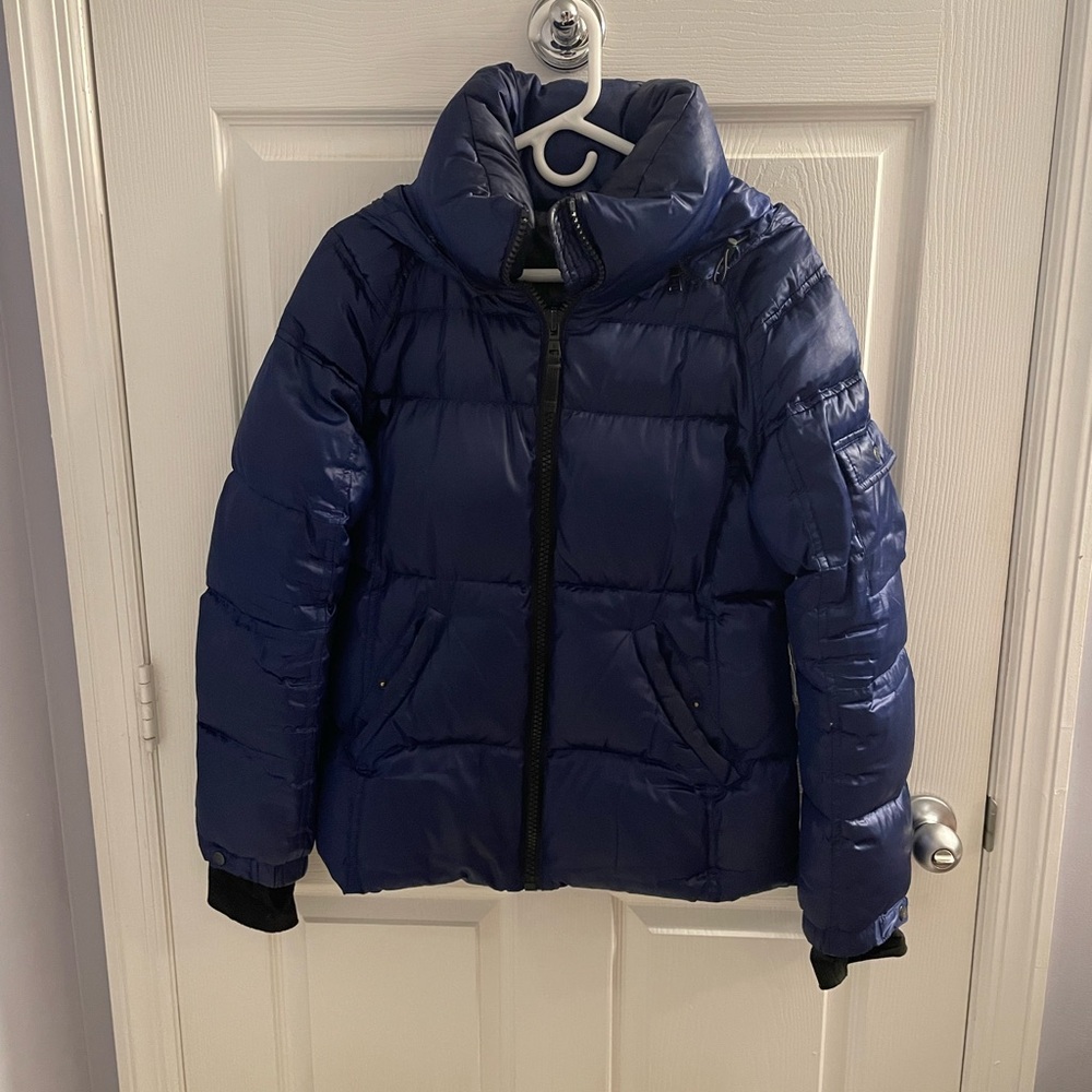 S13 Metallic Quilted Jacket with Removable Hood Metallic Blue Large Used